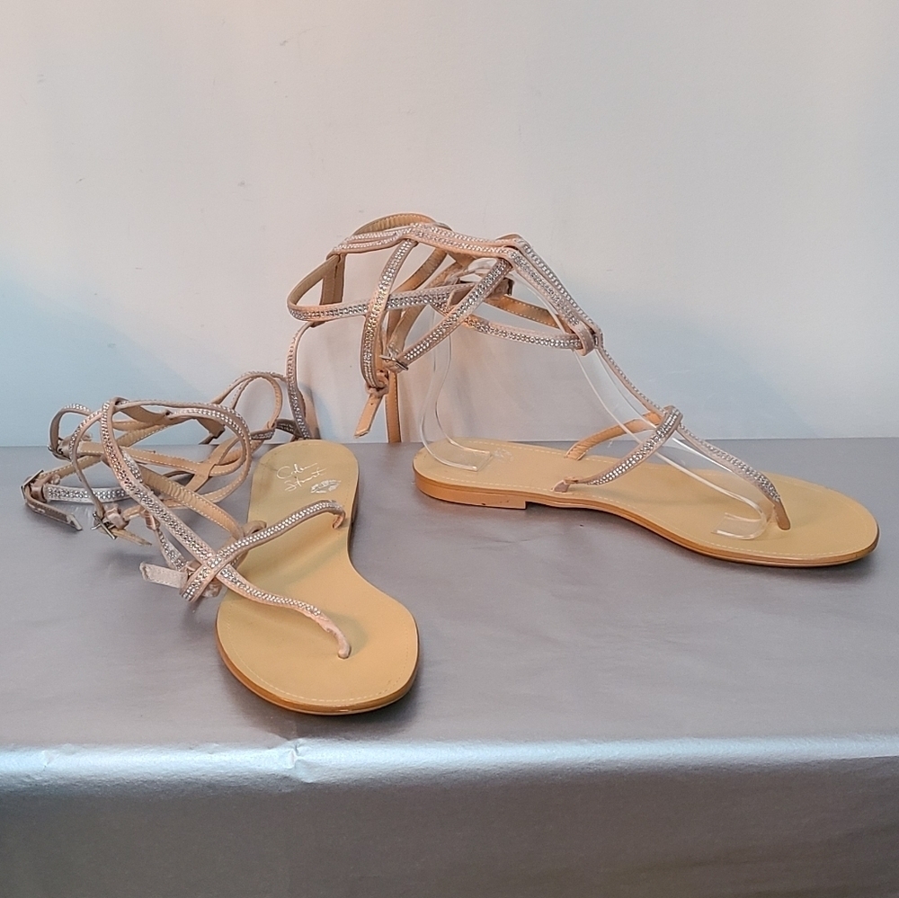 Colin Stuart Leather Pink Rhinestone Gladiators